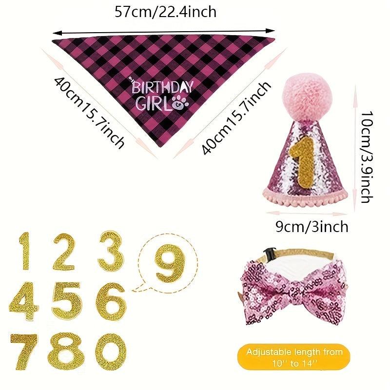 Pet Birthday Bandana & Hat Set for Cats and Dogs