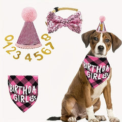 Pet Birthday Bandana & Hat Set for Cats and Dogs