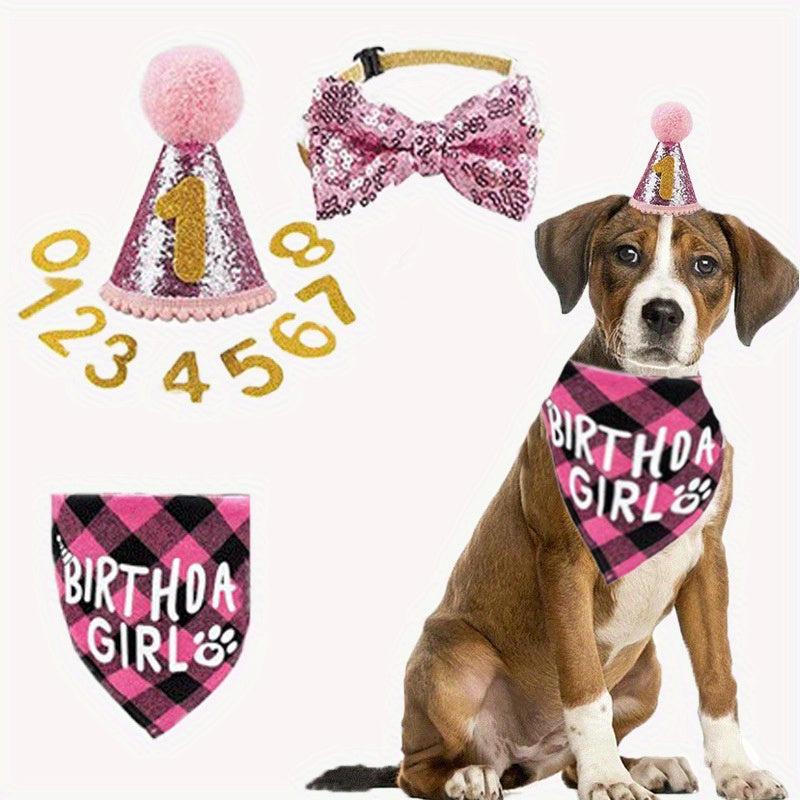 Pet Birthday Bandana & Hat Set for Cats and Dogs