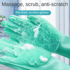 Pet Grooming Gloves for Dogs Cats - Silicone Tips - Bathing Massagi