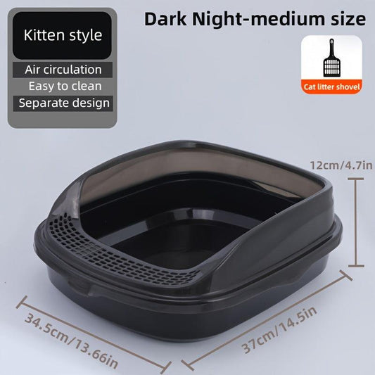Anti-Splashing Cat Litter Box, Detachable Basin, High Fence Cat Toilet