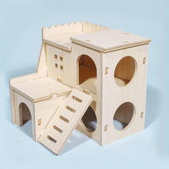 DIY Hamster Wood House Slide Climbing Ladder Toy Small Animals Rat Mouse