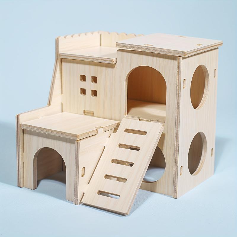 DIY Hamster Wood House Slide Climbing Ladder Toy Small Animals Rat Mouse