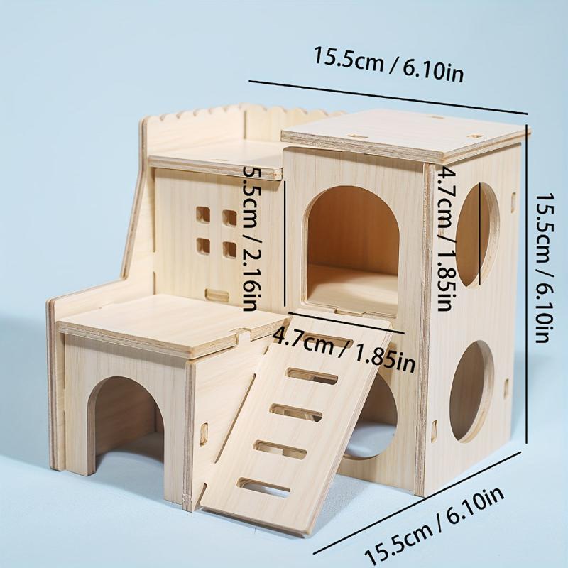 DIY Hamster Wood House Slide Climbing Ladder Toy Small Animals Rat Mouse
