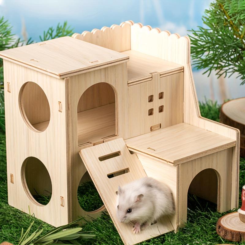 DIY Hamster Wood House Slide Climbing Ladder Toy Small Animals Rat Mouse