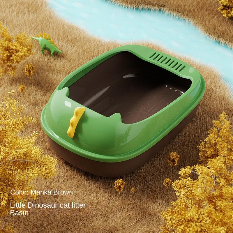 Dinosaur Cat Litter Box, Anti-splashing Basin with Shovel & Odor Eliminator