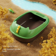 Dinosaur Cat Litter Box, Anti-splashing Basin with Shovel & Odor Eliminator