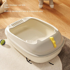 Dinosaur Cat Litter Box, Anti-splashing Basin with Shovel & Odor Eliminator