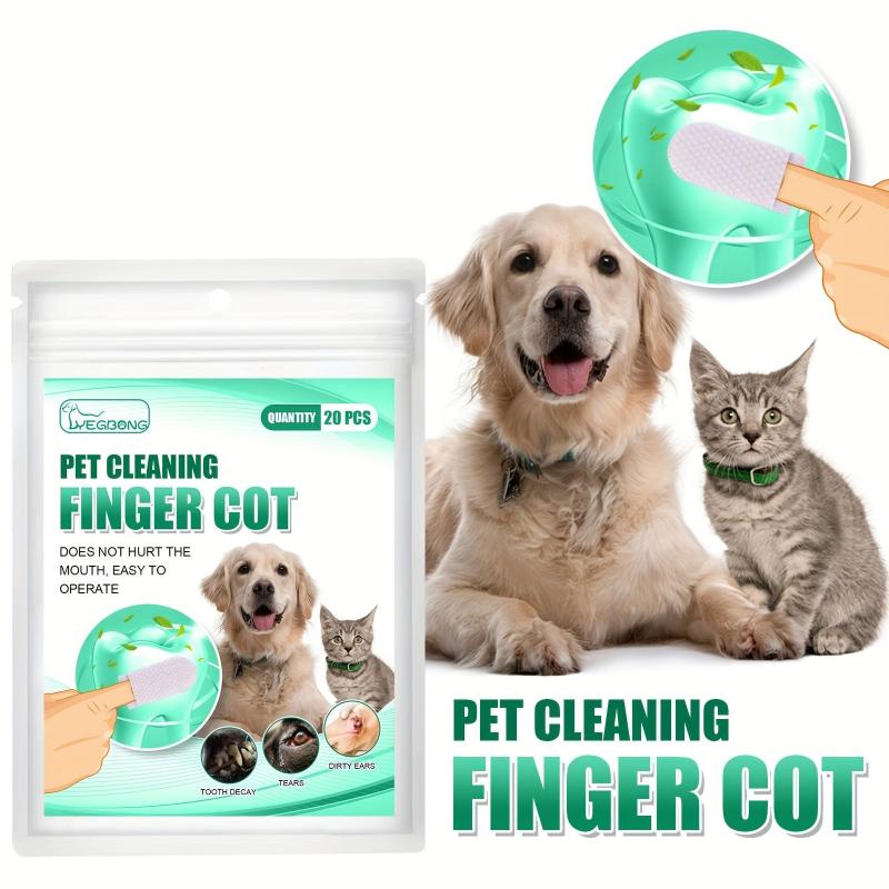 20pcs Dog Toothbrush Finger Cover Wipes Pet Dental Teeth Cleaning