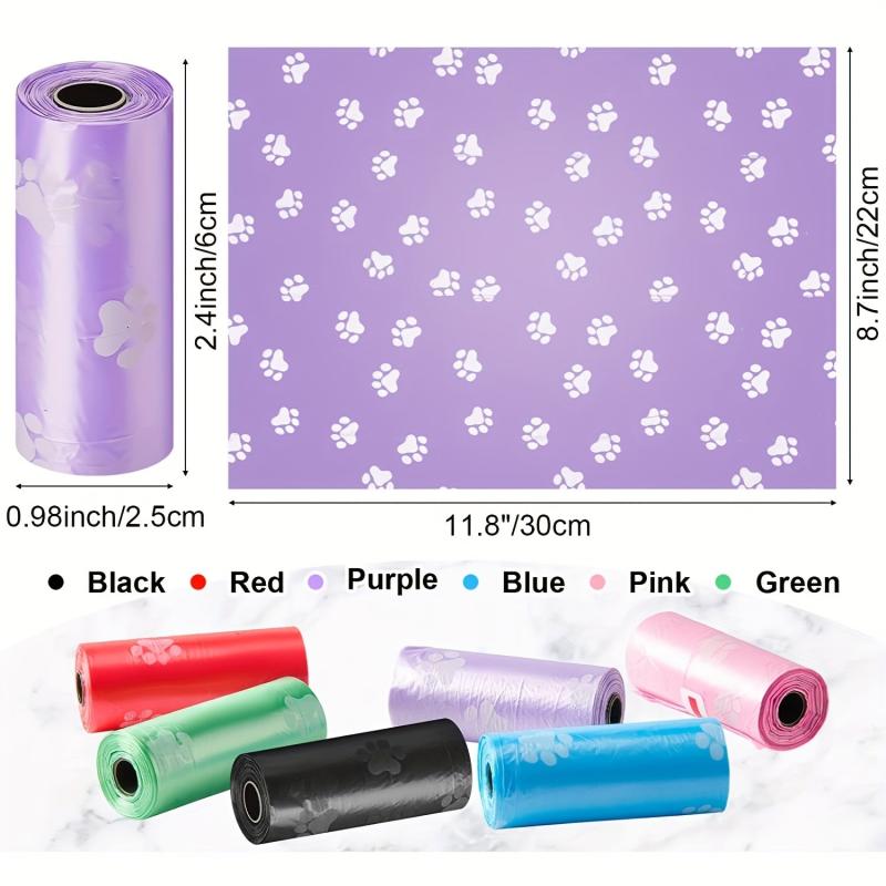 100/200 Paw Print Dog Poop Bags Cat Trash Can Bags Leak Proof Dog Waste Bags