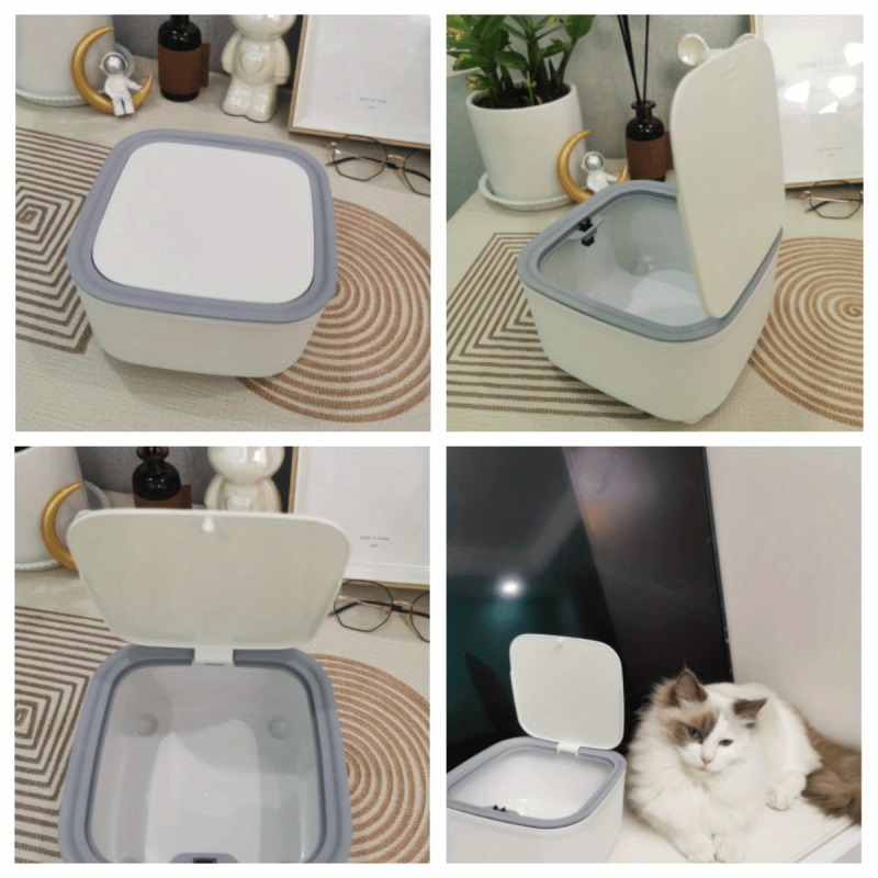 Rectangle Cat Trash Can With Lid Odor Sealing Cat Waste Bin