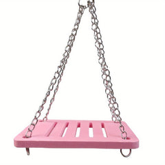 Colorful Wood Splicing PVC Small Pet Hammock Swing Toy