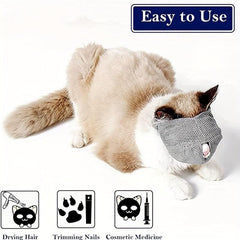 3 Pack Breathable Adjustable Cat Muzzles for Anxiety Relief and Grooming