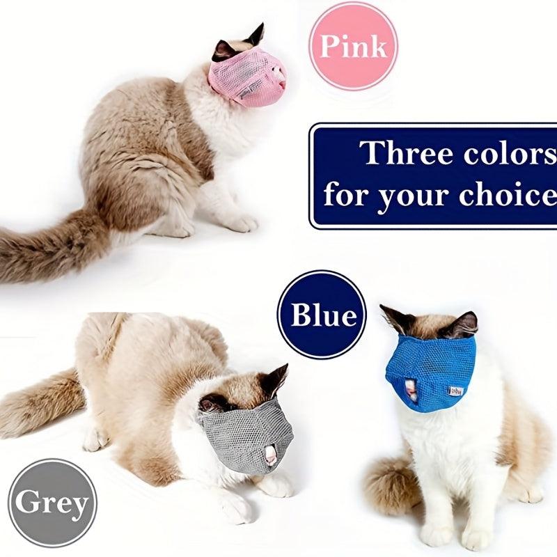 3 Pack Breathable Adjustable Cat Muzzles for Anxiety Relief and Grooming