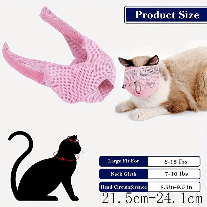 3 Pack Breathable Adjustable Cat Muzzles for Anxiety Relief and Grooming