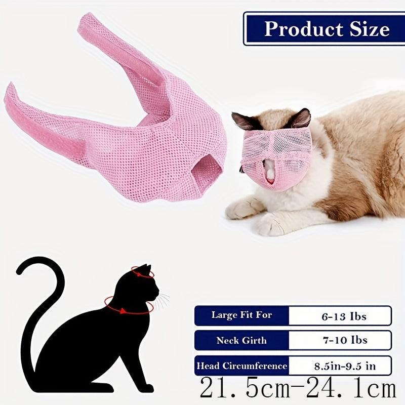 3 Pack Breathable Adjustable Cat Muzzles for Anxiety Relief and Grooming