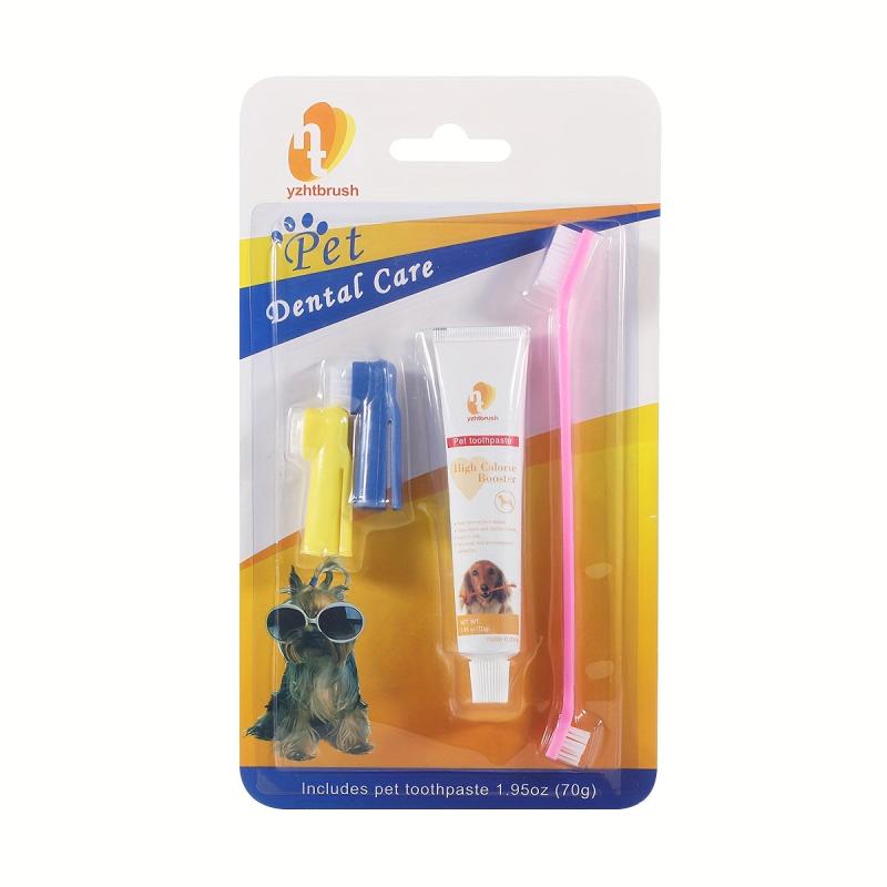 Pet Toothbrush Toothpaste Set for Cats & Dogs Dental Care