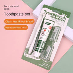 Beef Vanilla Flavor Pet Tooth Care Set Dog Toothpaste Dog Teeth Cleaning Brush