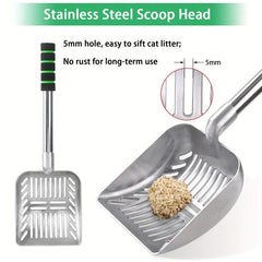 Adjustable Metal Cat Litter Scoop with Long Handle and Detachable Shovel
