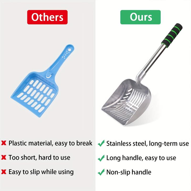 Adjustable Metal Cat Litter Scoop with Long Handle and Detachable Shovel