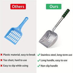 Adjustable Metal Cat Litter Scoop with Long Handle and Detachable Shovel
