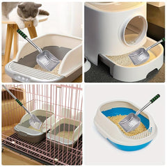 Adjustable Metal Cat Litter Scoop with Long Handle and Detachable Shovel