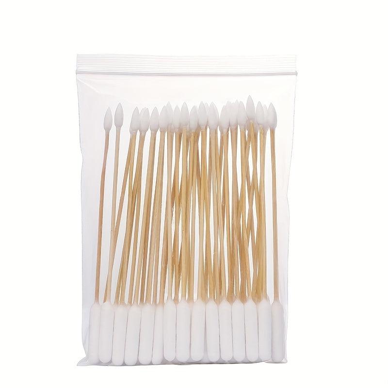 50pcs Pet Cotton Swabs Double Headed Stick Wooden Handle