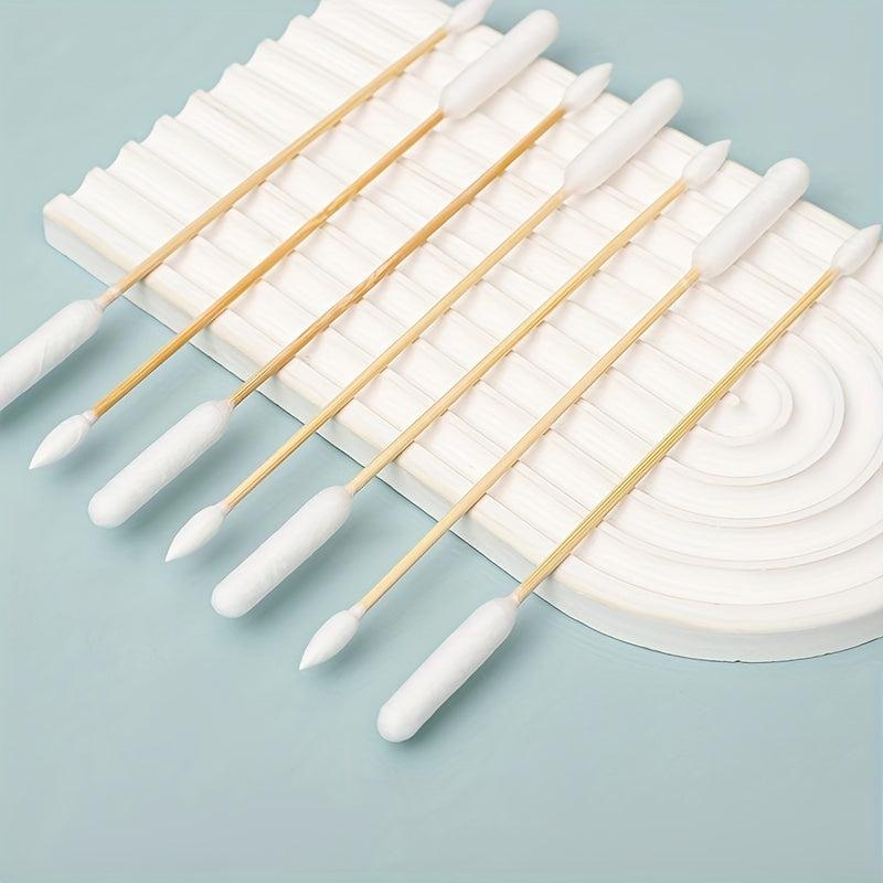 50pcs Pet Cotton Swabs Double Headed Stick Wooden Handle