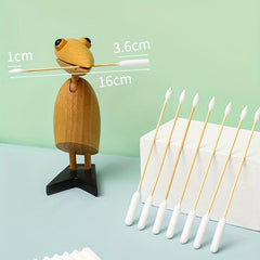 50pcs Pet Cotton Swabs Double Headed Stick Wooden Handle