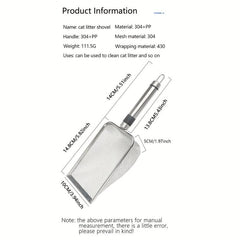 Cat Litter Scoop Stainless Steel Easy Clean Non-stick Shovel