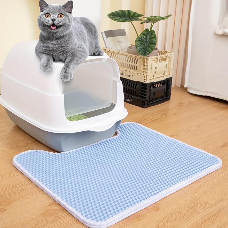 Cat Waterproof Litter Trapping Mat Double Layer Washable Non slip Cat Mat