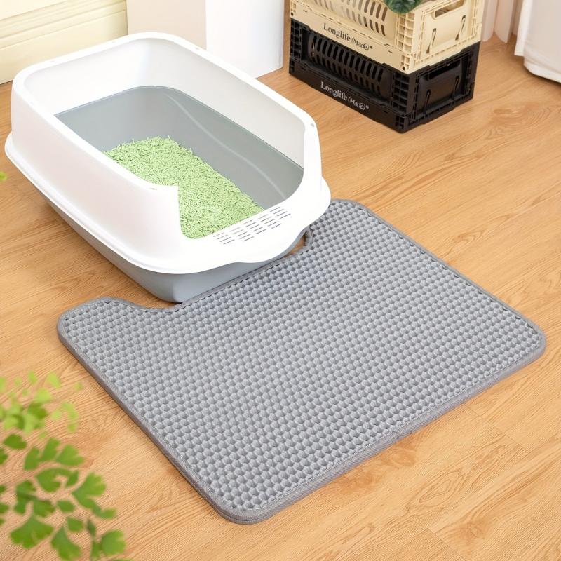 Cat Waterproof Litter Trapping Mat Double Layer Washable Non slip Cat Mat