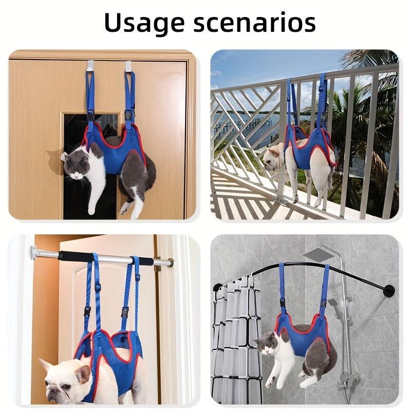 Breathable Grooming Hammock Harness with Nail Clippers for Dogs
