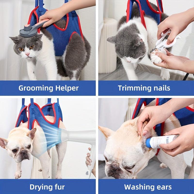 Breathable Grooming Hammock Harness with Nail Clippers for Dogs