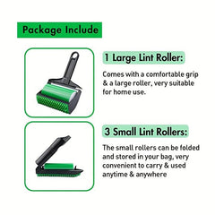 4pcs Washable Lint Roller Pet Hair Remover Reusable Sticky Lint Rollers