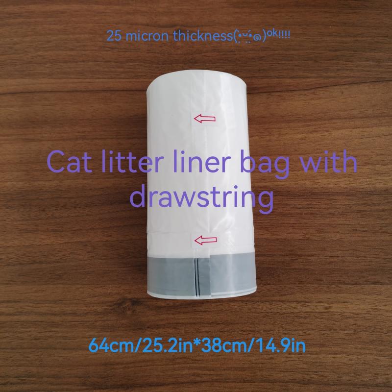 25 Cat Litter Liner Bags With Drawstring - Pet Cleaning Supplies