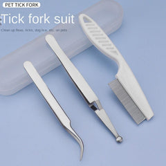 3pcs Pet Tick Removal Tools Stainless Steel Dog Flea Tweezers