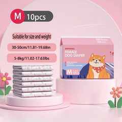 10pcs Disposable Pet Diapers Leak Proof Physiological Pants