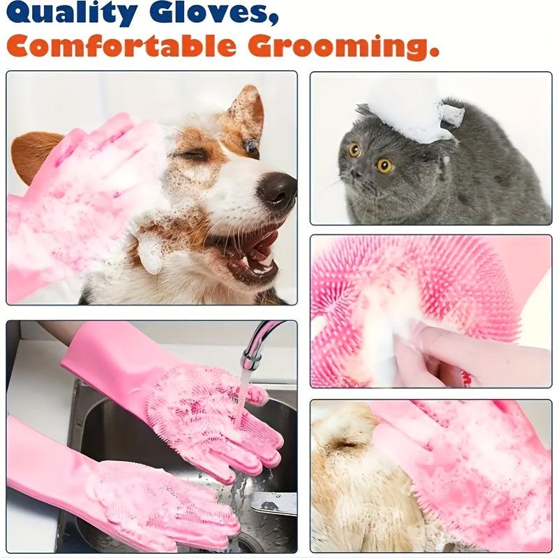 Silicone Pet Brush Glove Dog Grooming Cats Bathing High Density Teeth