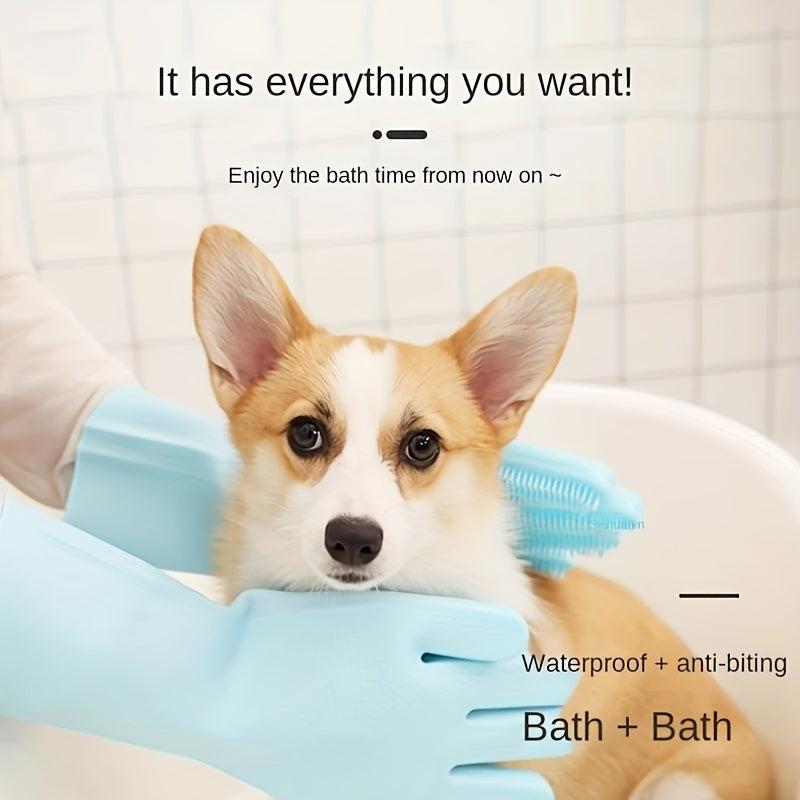Silicone Pet Brush Glove Dog Grooming Cats Bathing High Density Teeth