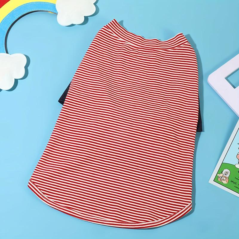 Pet Red And Strip Graphic Dog T shirt For Medium And Large Dogs