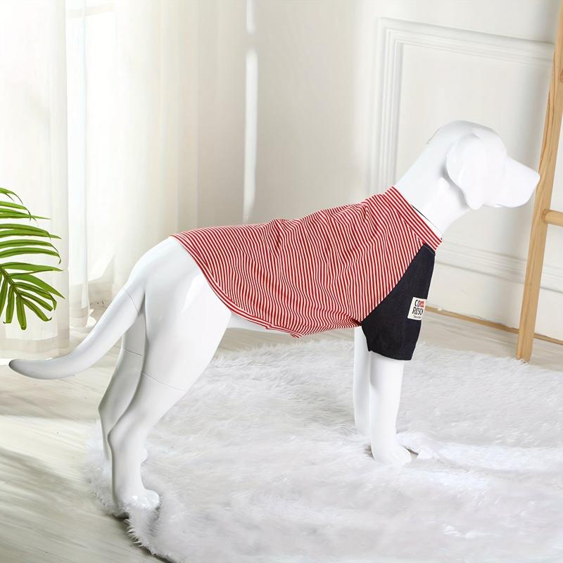 Pet Red And Strip Graphic Dog T shirt For Medium And Large Dogs