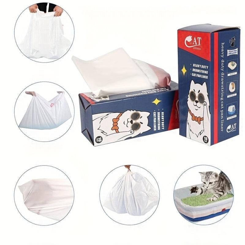 10pcs Upgraded Drawstring Cat Litter Garbage Bags