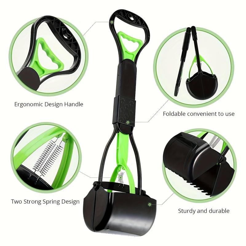 Portable Dog Poop Scooper with Long Handle - Durable Dog Waste Picker