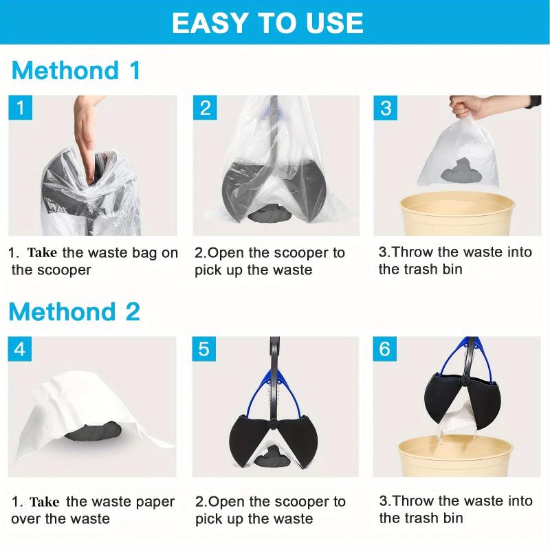 Portable Dog Poop Scooper with Long Handle for Outdoor Walking