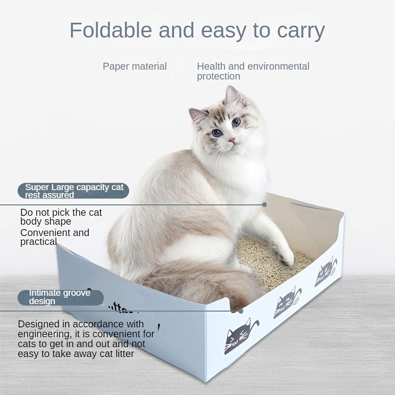5pcs Disposable Rectangle Cat Travel Toilet Box Foldable Portable Cardboard