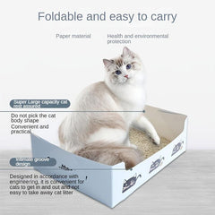5pcs Disposable Rectangle Cat Travel Toilet Box Foldable Portable Cardboard