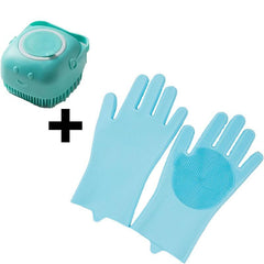 Silicone Pet Grooming Brush with Shampoo Dispenser