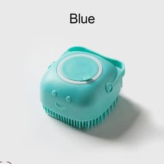 Silicone Pet Grooming Brush with Shampoo Dispenser