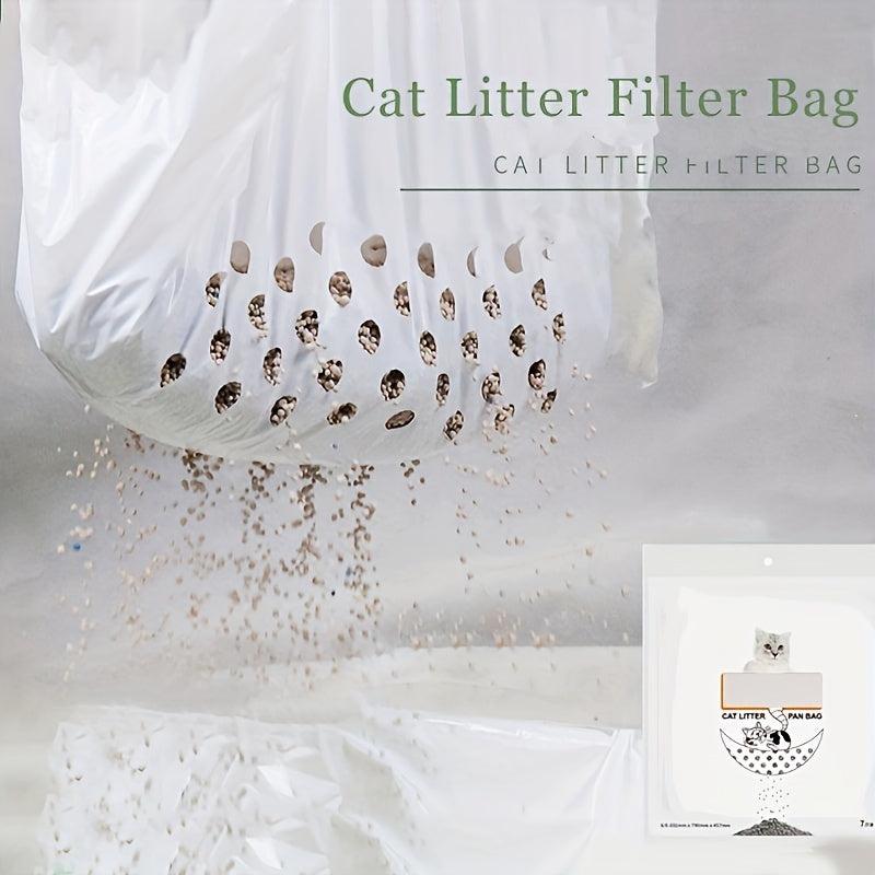 7pcs Disposable Cat Litter Filter Bags Drawstring Pet Waste Bags